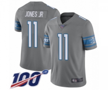 Men's Detroit Lions #11 Marvin Jones Jr Limited Steel Rush Vapor Untouchable 100th Season Football Jersey