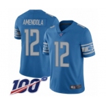 Men's Detroit Lions #12 Danny Amendola Blue Team Color Vapor Untouchable Limited Player 100th Season Football Jersey