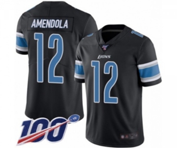 Men's Detroit Lions #12 Danny Amendola Limited Black Rush Vapor Untouchable 100th Season Football Jersey