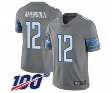 Men's Detroit Lions #12 Danny Amendola Limited Steel Rush Vapor Untouchable 100th Season Football Jersey