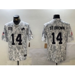 Men's Detroit Lions #14 Amon-Ra St. Brown 2024 Arctic Camo Salute To Service Limited Stitched Football Jersey