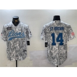 Men's Detroit Lions #14 Amon-Ra St. Brown 2024 Arctic Camo Salute To Service Stitched Baseball Jersey