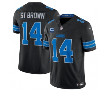 Men's Detroit Lions #14 Amon-Ra St. Brown Black 2024 F.U.S.E. With 2-Star C Patch 2nd Alternate Vapor Limited Stitched Jersey