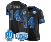 Men's Detroit Lions #14 Amon-Ra St. Brown Black 2024 NFC North Champions 90th Anniversary Patch F.U.S.E. Vapor Limited Stitched Jersey