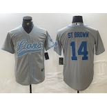 Men's Detroit Lions #14 Amon-Ra St. Brown Gray Cool Base Stitched Baseball Jerseys