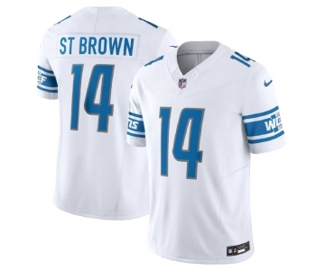 Men's Detroit Lions #14 Amon-Ra St. Brown White 2023 F.U.S.E. Vapor Untouchable Limited Football Stitched Jersey