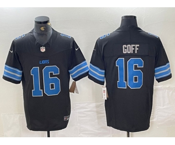 Men's Detroit Lions #16 Jared Goff Black 2024 F.U.S.E. 2nd Alternate Vapor Limited Football Stitched Jersey