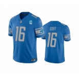 Men's Detroit Lions #16 Jared Goff Blue 2023 F.U.S.E. 90th Anniversary Patch Vapor Untouchable Limited Stitched Jersey