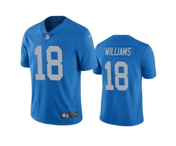 Men's Detroit Lions #18 Jameson Williams Blue Vapor Untouchable Limited Stitched Jersey