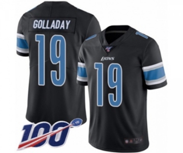 Men's Detroit Lions #19 Kenny Golladay Limited Black Rush Vapor Untouchable 100th Season Football Jersey