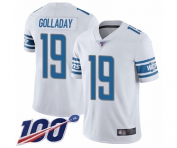 Men's Detroit Lions #19 Kenny Golladay White Vapor Untouchable Limited Player 100th Season Football Jersey