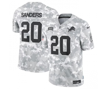 Men's Detroit Lions #20 Barry Sanders 2024 Arctic Camo Salute To Service Limited Stitched Football Jersey