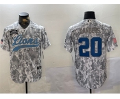 Men's Detroit Lions #20 Barry Sanders 2024 Arctic Camo Salute To Service Stitched Baseball Jersey