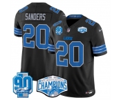 Men's Detroit Lions #20 Barry Sanders Black 2024 NFC North Champions 90th Anniversary Patch F.U.S.E. Vapor Limited Stitched Jersey