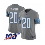 Men's Detroit Lions #20 Barry Sanders Limited Steel Rush Vapor Untouchable 100th Season Football Jersey