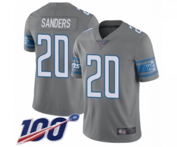 Men's Detroit Lions #20 Barry Sanders Limited Steel Rush Vapor Untouchable 100th Season Football Jersey