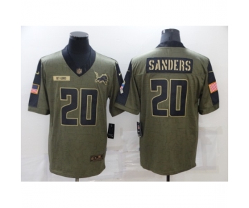 Men's Detroit Lions #20 Barry Sanders Nike Olive 2021 Salute To Service Limited Player Jersey