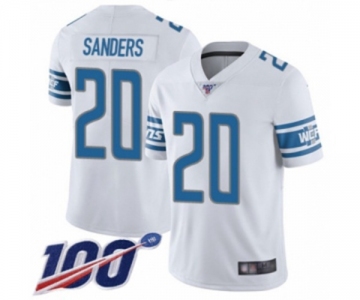 Men's Detroit Lions #20 Barry Sanders White Vapor Untouchable Limited Player 100th Season Football Jersey