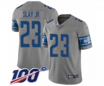 Men's Detroit Lions #23 Darius Slay Limited Gray Inverted Legend 100th Season Football Jersey