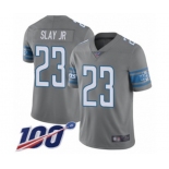 Men's Detroit Lions #23 Darius Slay Limited Steel Rush Vapor Untouchable 100th Season Football Jersey