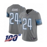 Men's Detroit Lions #24 Andrew Adams Limited Steel Rush Vapor Untouchable 100th Season Football Jersey