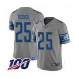 Men's Detroit Lions #25 Theo Riddick Limited Gray Inverted Legend 100th Season Football Jersey