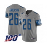 Men's Detroit Lions #26 C.J. Anderson Limited Gray Inverted Legend 100th Season Football Jersey