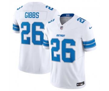 Men's Detroit Lions #26 Jahmyr Gibbs White 2024 F.U.S.E. Vapor Limited Stitched Jersey