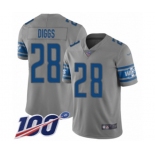 Men's Detroit Lions #28 Quandre Diggs Limited Gray Inverted Legend 100th Season Football Jersey