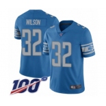 Men's Detroit Lions #32 Tavon Wilson Blue Team Color Vapor Untouchable Limited Player 100th Season Football Jersey