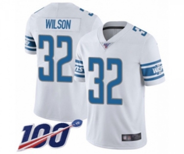 Men's Detroit Lions #32 Tavon Wilson White Vapor Untouchable Limited Player 100th Season Football Jersey