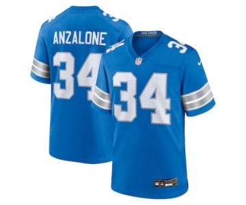 Men's Detroit Lions #34 Alex Anzalone Blue 2nd Alternate Game Nike Jersey