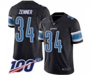 Men's Detroit Lions #34 Zach Zenner Limited Black Rush Vapor Untouchable 100th Season Football Jersey