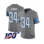 Men's Detroit Lions #34 Zach Zenner Limited Steel Rush Vapor Untouchable 100th Season Football Jersey