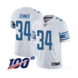 Men's Detroit Lions #34 Zach Zenner White Vapor Untouchable Limited Player 100th Season Football Jersey