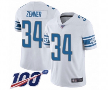 Men's Detroit Lions #34 Zach Zenner White Vapor Untouchable Limited Player 100th Season Football Jersey