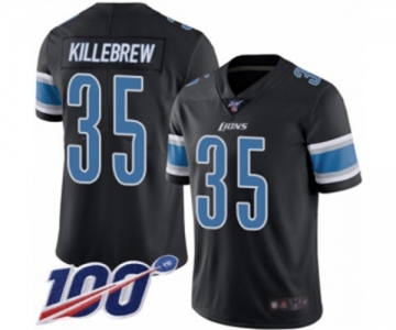 Men's Detroit Lions #35 Miles Killebrew Limited Black Rush Vapor Untouchable 100th Season Football Jersey