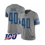 Men's Detroit Lions #40 Jarrad Davis Limited Gray Inverted Legend 100th Season Football Jersey