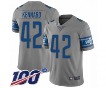 Men's Detroit Lions #42 Devon Kennard Limited Gray Inverted Legend 100th Season Football Jersey