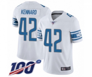 Men's Detroit Lions #42 Devon Kennard White Vapor Untouchable Limited Player 100th Season Football Jersey