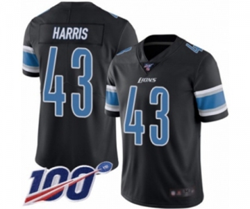 Men's Detroit Lions #43 Will Harris Limited Black Rush Vapor Untouchable 100th Season Football Jersey