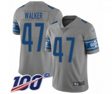 Men's Detroit Lions #47 Tracy Walker Limited Gray Inverted Legend 100th Season Football Jersey