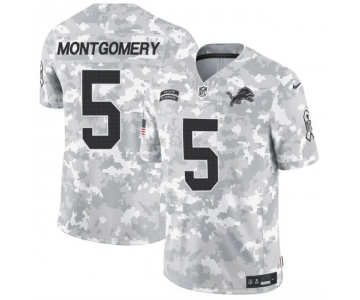 Men's Detroit Lions #5 David Montgomery 2024 F.U.S.E Arctic Camo Salute To Service Limited Stitched Football Jersey