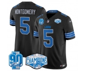 Men's Detroit Lions #5 David Montgomery Black 2024 NFC North Champions 90th Anniversary Patch F.U.S.E. Vapor Limited Stitched Jersey