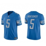 Men's Detroit Lions #5 David Montgomery Blue 2023 F.U.S.E. Vapor Untouchable Limited Stitched Jersey