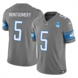 Men's Detroit Lions #5 David Montgomery Gray 2023 F.U.S.E. 90th Anniversary Vapor Untouchable Limited Stitched Jersey