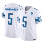 Men's Detroit Lions #5 David Montgomery White 2023 F.U.S.E. 90th Anniversary Vapor Untouchable Limited Stitched Jersey