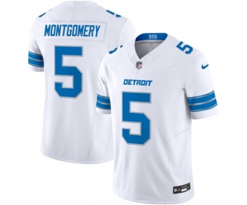 Men's Detroit Lions #5 David Montgomery White 2024 F.U.S.E. Vapor Limited Stitched Jersey