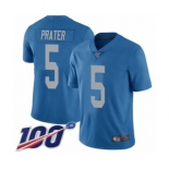 Men's Detroit Lions #5 Matt Prater Blue Alternate Vapor Untouchable Limited Player 100th Season Football Jersey