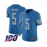 Men's Detroit Lions #5 Matt Prater Blue Team Color Vapor Untouchable Limited Player 100th Season Football Jersey